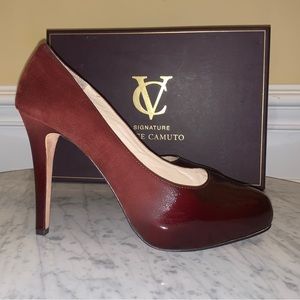 Vince Camuto Browynn Heels in Pecan Red Ombré Patent